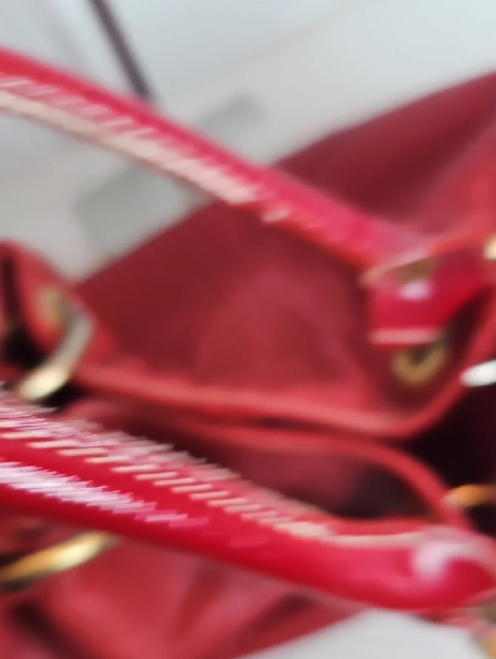 Red Leather Shoulder Bag with Gold Hardware - Picture 7 of 13